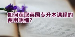 如何获取英国专升本课程的费用明细？