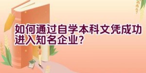 如何通过自学本科文凭成功进入知名企业？