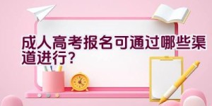 成人高考报名可通过哪些渠道进行？