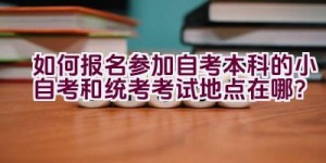 如何报名参加自考本科的小自考和统考考试地点在哪？