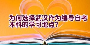 为何选择武汉作为编导自考本科的学习地点？