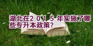 湖北在2015年实施了哪些专升本政策？