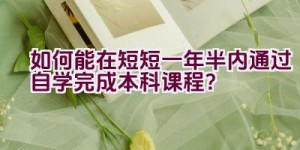 “如何能在短短一年半内通过自学完成本科课程？”