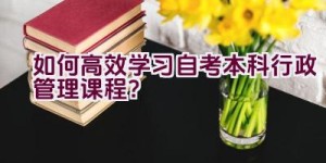 “如何高效学习自考本科行政管理课程？”