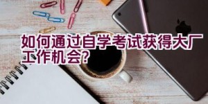 如何通过自学考试获得大厂工作机会？