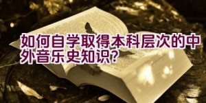 如何自学取得本科层次的中外音乐史知识？