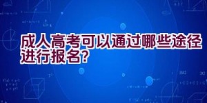 成人高考可以通过哪些途径进行报名？