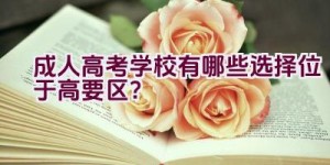 成人高考学校有哪些选择位于高要区？