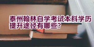 泰州翰林自学考试本科学历提升途径有哪些？