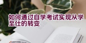 如何通过自学考试实现从学至仕的转变