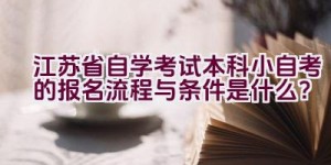 江苏省自学考试本科小自考的报名流程与条件是什么？