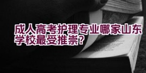 成人高考护理专业哪家山东学校最受推崇？