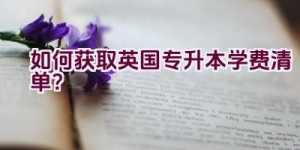 如何获取英国专升本学费清单？