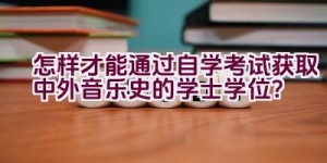 怎样才能通过自学考试获取中外音乐史的学士学位？