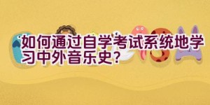 如何通过自学考试系统地学习中外音乐史？