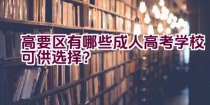 高要区有哪些成人高考学校可供选择？