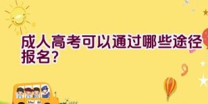 成人高考可以通过哪些途径报名？