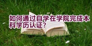 如何通过自学在学院完成本科学历认证？