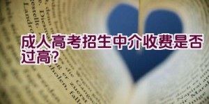 成人高考招生中介收费是否过高？