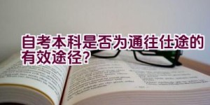 自考本科是否为通往仕途的有效途径？