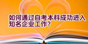 如何通过自考本科成功进入知名企业工作？