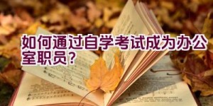 如何通过自学考试成为办公室职员？