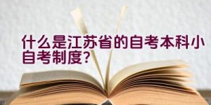 什么是江苏省的自考本科小自考制度？