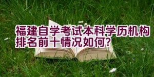 福建自学考试本科学历机构排名前十情况如何？