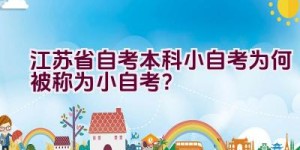 江苏省自考本科小自考为何被称为小自考？