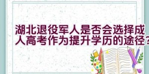 湖北退役军人是否会选择成人高考作为提升学历的途径？