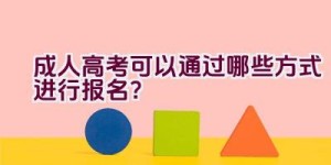 成人高考可以通过哪些方式进行报名？