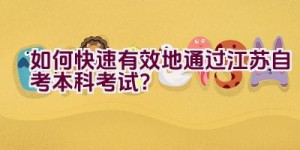 “如何快速有效地通过江苏自考本科考试？”