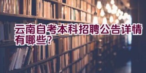 云南自考本科招聘公告详情有哪些？