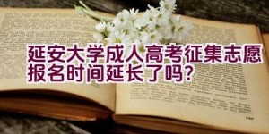 延安大学成人高考征集志愿报名时间延长了吗？