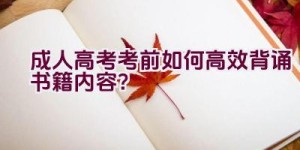 成人高考考前如何高效背诵书籍内容？