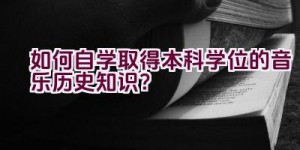 如何自学取得本科学位的音乐历史知识？