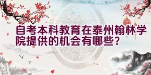 自考本科教育在泰州翰林学院提供的机会有哪些？