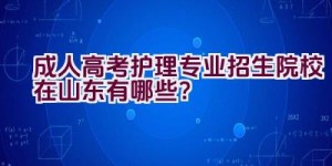 成人高考护理专业招生院校在山东有哪些？