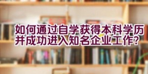 如何通过自学获得本科学历并成功进入知名企业工作？