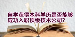 自学获得本科学历是否能够成功入职顶级技术公司？