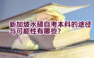 新加坡水硕自考本科的途径与可能性有哪些？插图