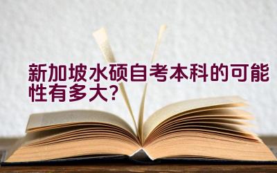 新加坡水硕自考本科的可能性有多大？插图