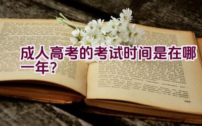 成人高考的考试时间是在哪一年？插图