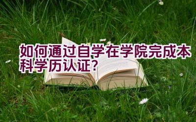 如何通过自学在学院完成本科学历认证？插图