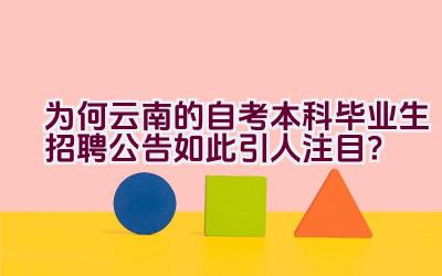 为何云南的自考本科毕业生招聘公告如此引人注目？插图