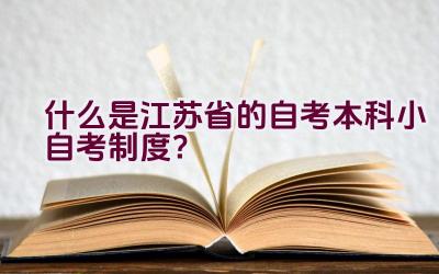 什么是江苏省的自考本科小自考制度？插图