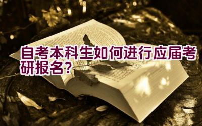 自考本科生如何进行应届考研报名？插图