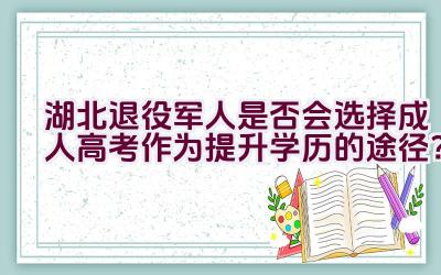 湖北退役军人是否会选择成人高考作为提升学历的途径？插图