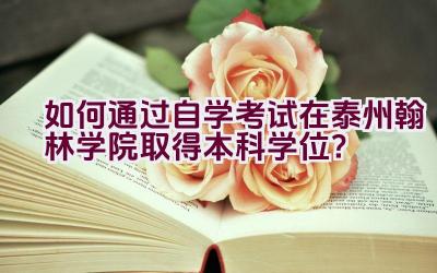 如何通过自学考试在泰州翰林学院取得本科学位？插图