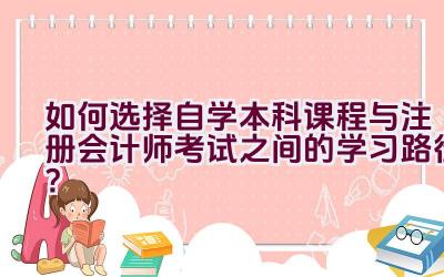 如何选择自学本科课程与注册会计师考试之间的学习路径？插图